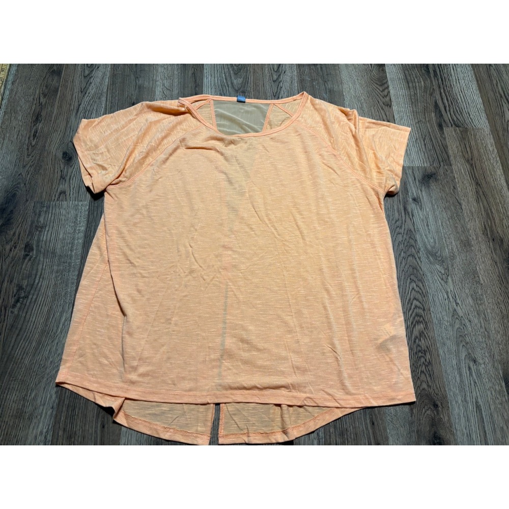 Joe Fresh Shirt Women Size XL Orange Open Back Mesh Detail Active